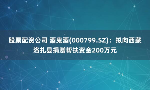股票配资公司 酒鬼酒(000799.SZ)：拟向西藏洛扎县捐赠帮扶资金200万元